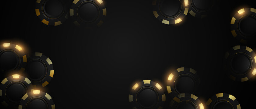 3D Casino Chip Design Background On Luxury Black Background Vector Illustration