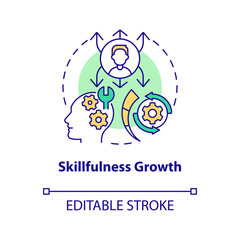 Skillfulness growth concept icon. Advantage of non formal education abstract idea thin line illustration. Isolated outline drawing. Editable stroke. Arial, Myriad Pro-Bold fonts used