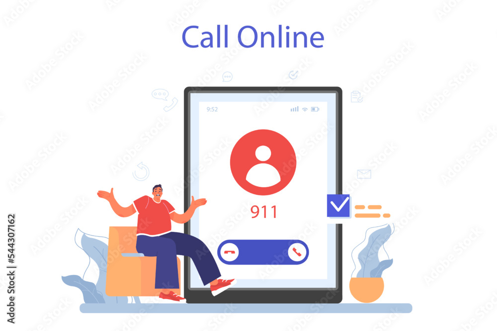 Poster call center or helpline online service or platform. support operator