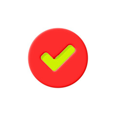 check icon 3d red and yellow color