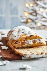 Christmas stollen in winter setting