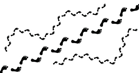 Bare Foot Footprints, Footprint Sign Path, Human Step Icons Road, Sole Pictogram Path