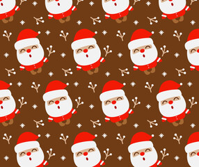 Festive seamless christmas background with santa claus. Festive wrap