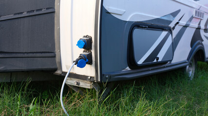 Industrial electrical box for caravan, front view
