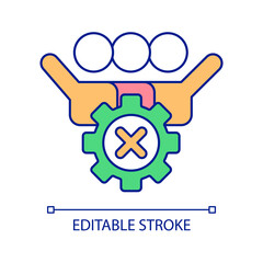 Problems of team RGB color icon. Teamwork challenges. Adjust conflicts. Lack of socialization. Isolated vector illustration. Simple filled line drawing. Editable stroke. Arial font used