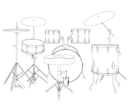 Transparent Drum Set Clipart  Drum Set Drawing Png Png Download   Transparent Png Image  PNGitem