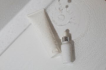 mockup tube bottle for skin care cosmetic, product branding, serum dropper cream lotion treatment