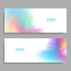 Horizontal banners. Set of blurred backgrounds with multicolored soft color gradients for your creative graphic design. Vector illustration.