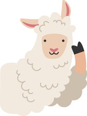 Funny Llama Alpaca icon. Vector illustration