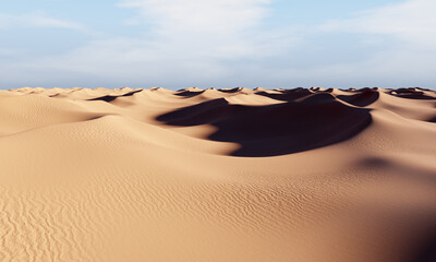 Desert landscape at daylight. 3D rendering.