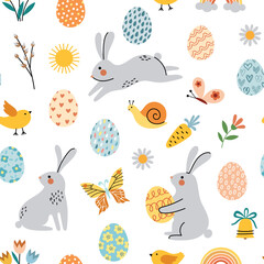 Easter seamless pattern vector texture. Easter background