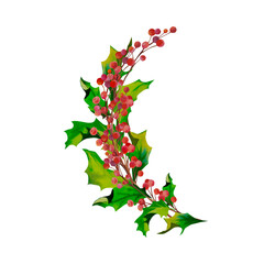 Fototapeta premium A branch of mistletoe. Christmas. New Year. Watercolor illustration.