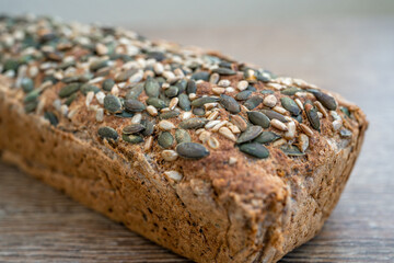 whole grain bread on a wooden table