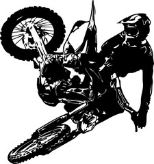 extreme bike stunt logo, motocross jump logo, biker racer silhouette, clip art and symbol, bike race emblem