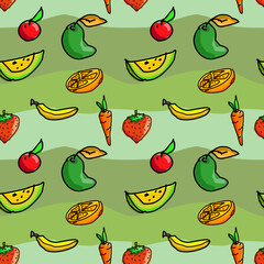 seamless pattern with apples cartoon fruit