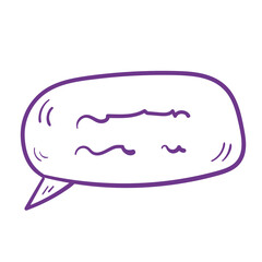 Doodle purple text ballon. Chat line art on white background.