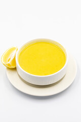 Lentil soup. Strained lentil soup isolated on white background. local name suzme mercimek corbasi