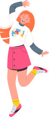 Dancing girl character flat illustration