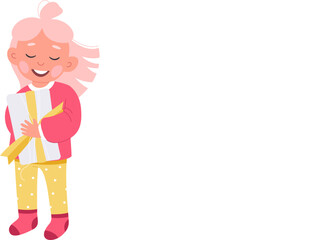 Happy girl character with gift