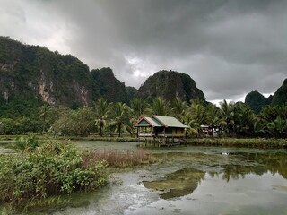 Fototapeta na wymiar A local resident's house in the ramang ramang national park