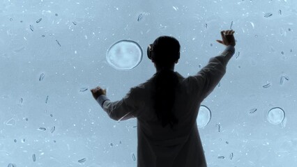 metaverse medical training doctor using virtual reality studying body cells on the holographic screen,scientist female biologist in vr glasses analyze cell mitosis - Powered by Adobe