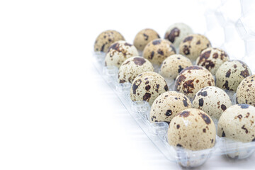 quail eggs on white background