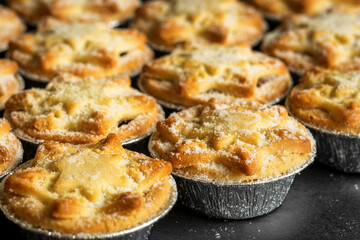 christmas mince pies background closeup