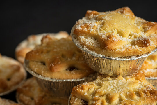 Christmas Mince Pies Background Closeup