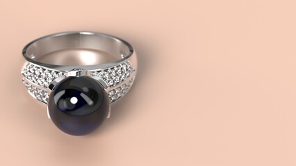 wedding, ring, gold, silver, diamond, engagement, pearl, fashion, marriage, stone, 3d render