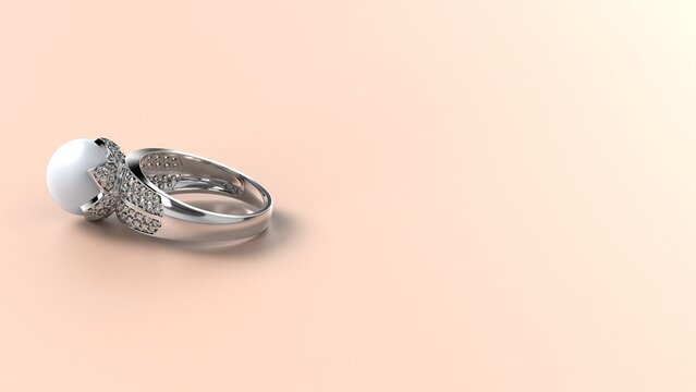 wedding, ring, gold, silver, diamond, engagement, pearl, fashion, marriage, stone, 3d render