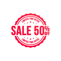 Sale 50% Off Limited Time Shopping Vector Label 