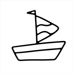 Doodle ship. Funny primitive sketch scribble style. Hand drawn toy boat