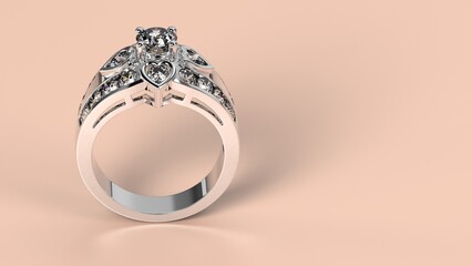 wedding, ring, gold, silver, diamond, engagement, fashion, marriage, stone, 3d render