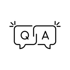 qa icon with black thin line speech bubble