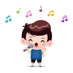 Expressive Singing Boy With Microphone In Hand