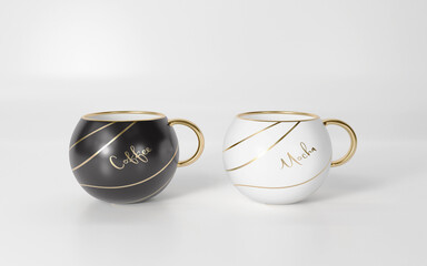 Lux decor coffee cups isolated