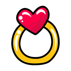 heart ring for valentine's day. Vector doodle illustration of a heart ring. valentine's day icon