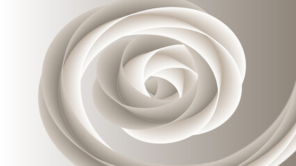 Cream layered 3d swirl. Ivory abstract horizontal background. Vector illustration.