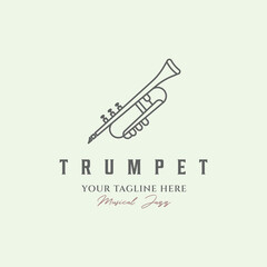 trumpet line art logo design minimalist icon illustration