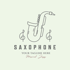 saxophone line art design logo minimalist illustration