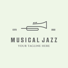 icon trumpet line art logo design minimalist illustration or musical