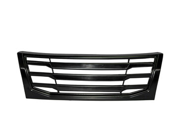 Black car radiator grill with horizontal slots front view isolated on transparent background.