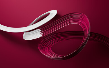 Happy Qatar national day, bent waving ribbon in colors of the Qatar national flag, December the 18th, 3d illustration