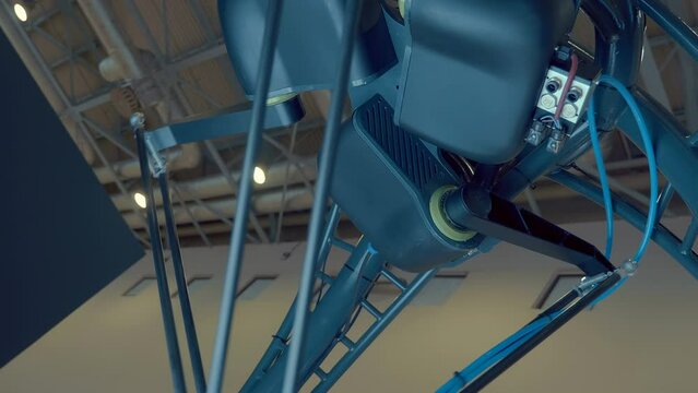 Articulated arms (robot) with parallel kinematics with suction cup. Closeup
