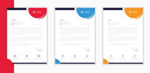 Professional Modern Corporate letterhead template bundle,   business letterhead A4 layout vector stationery design