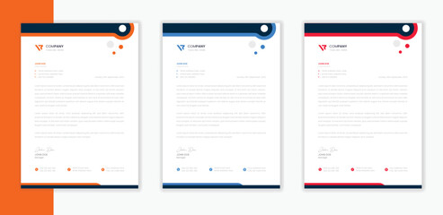 Professional Modern Corporate letterhead template bundle,   business letterhead A4 layout vector stationery design