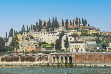 The beautiful hill with Castle San Pietro in Verona