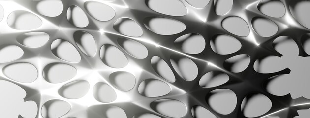 Abstract black and white background bionic pattern in design 3d render