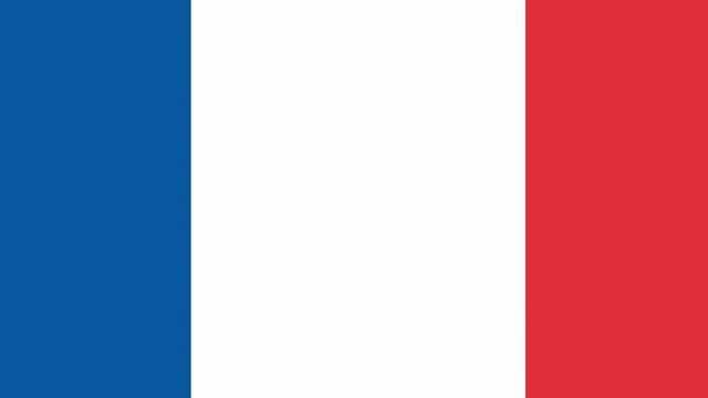 Flag of France moving sideways, slow motion, close-up.
