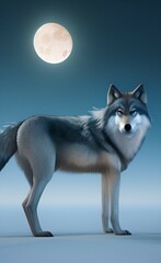 Wolf and the moon
